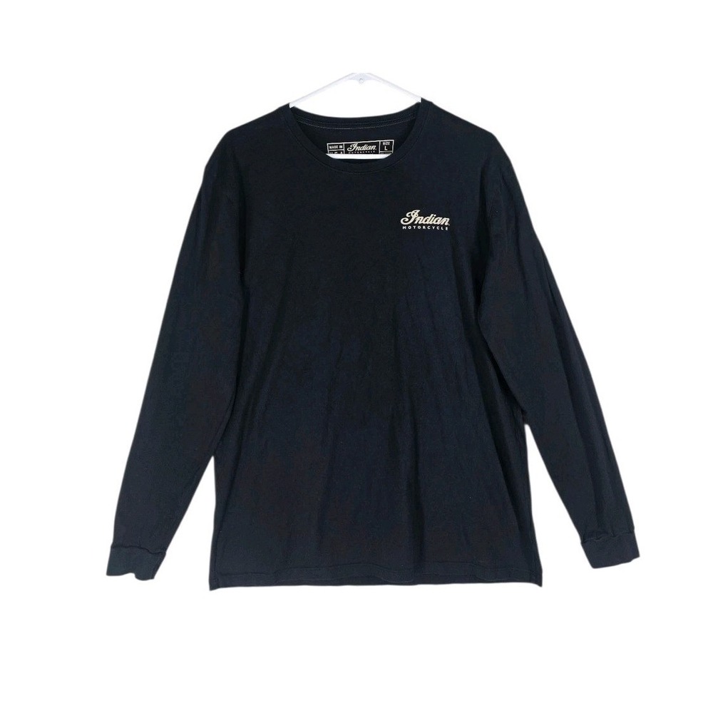 Indian Motorcycle T-Shirt Mens L Long Sleeve Black Organic Cotton USA Made - Picture 2 of 13